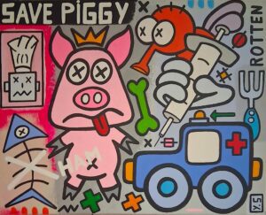 toile save piggy par yann sciberras