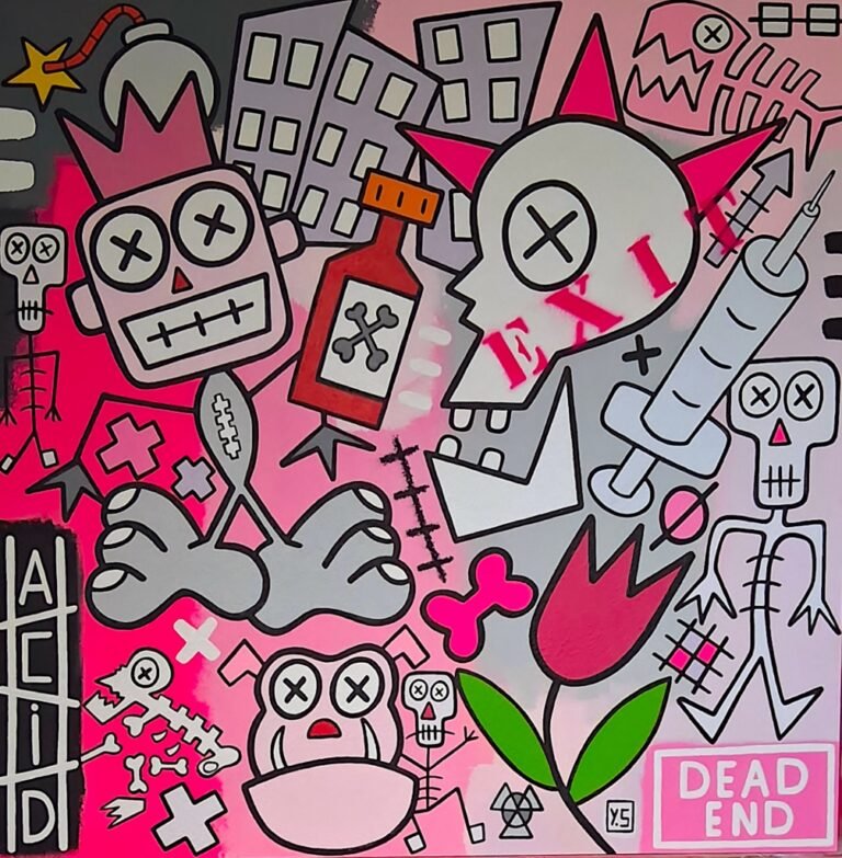 exit acrylic on dibond 75x75cm